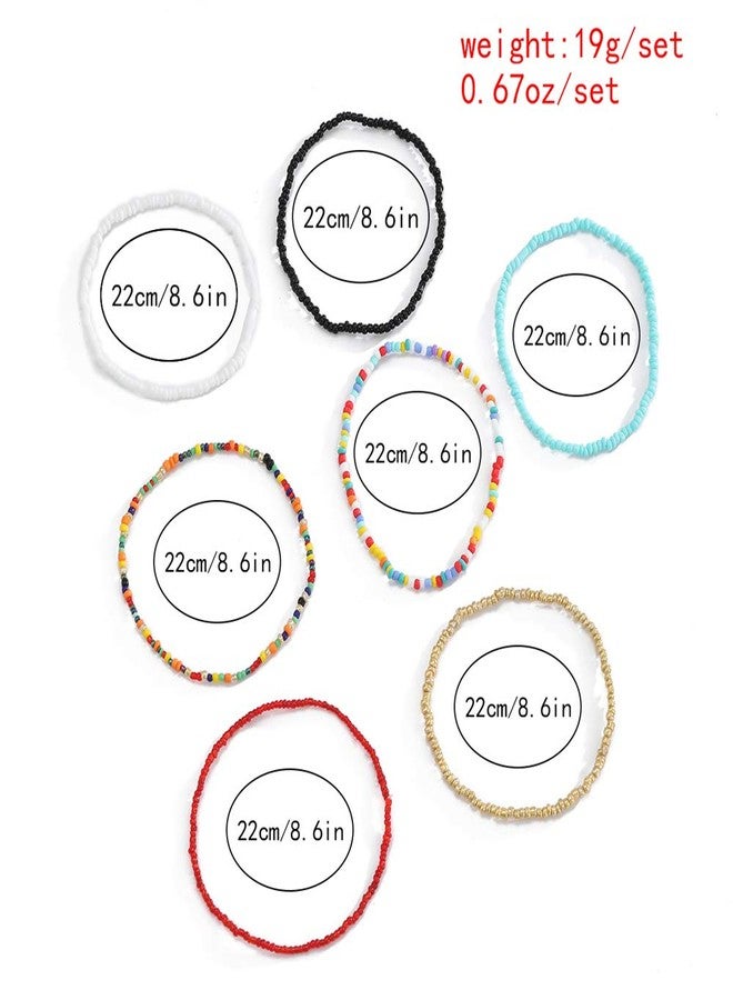 kelistom Boho Anklet for Women Handmade Elastic Beaded Ankle Bracelets for Women Summer Foot Jewelry (7PCS) - Image 5